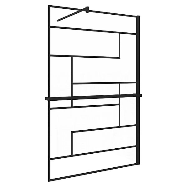 AICA 140x200cm 8mm NANO Glas Walk In Schwarz Duschwand mit Glasdekor Gitter günstig online kaufen
