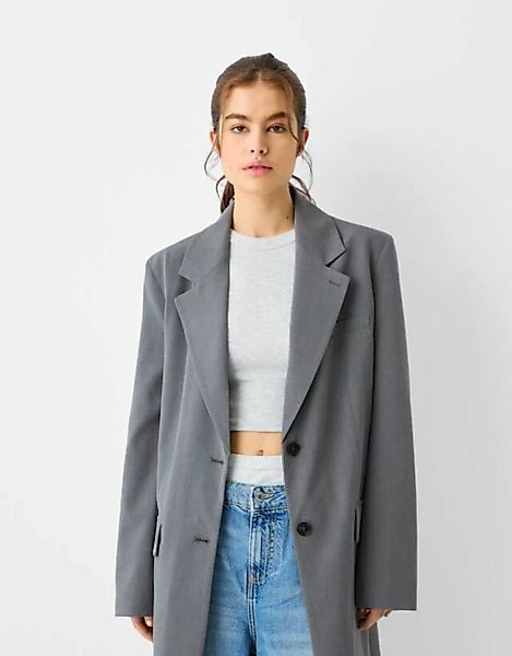 Bershka Langer Mantel Damen S Grau günstig online kaufen