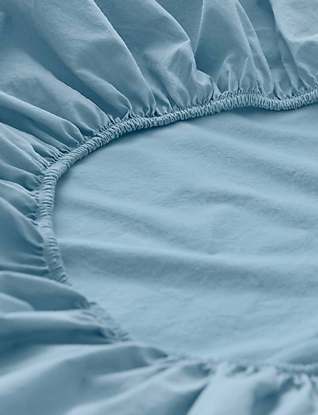hessnatur Perkal Spannbettlaken aus Bio-Baumwolle - blau - Größe 140-160x20 günstig online kaufen