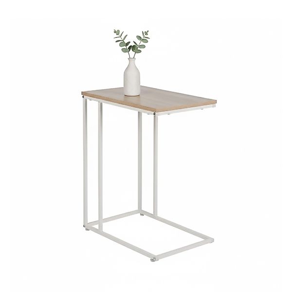 relaxdays Beistelltisch in C Form, Weiss-braun günstig online kaufen