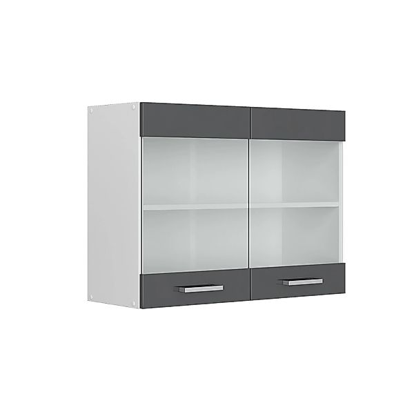 Vicco Küchenglasschrank R-Line Glashängeschrank Anthrazit Hochglanz/Weiß 80 günstig online kaufen
