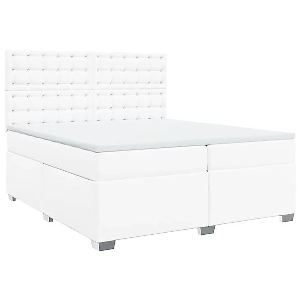 vidaXL Boxspringbett mit Matratze Weiß 200x200 cm Kunstleder 3293037 günstig online kaufen