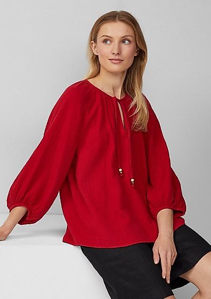 s.Oliver Langarmbluse Musselin-Bluse mit Raglanärmeln und Raffung günstig online kaufen