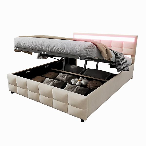 Flieks Polsterbett, Hydraulisches Stauraumbett Doppelbett 180x200cm günstig online kaufen
