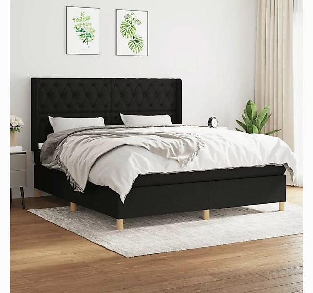 vidaXL Boxspringbett Boxspringbett mit Matratze Schwarz 160x200 cm Stoff Be günstig online kaufen