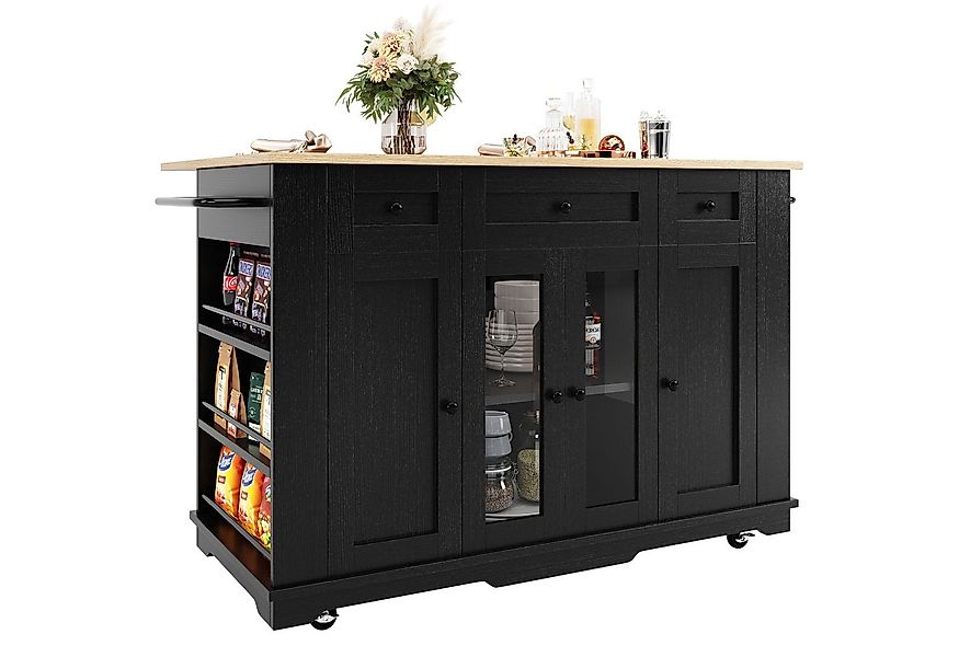 Flieks Küchenwagen Kücheninsel mit klappbare Tischplatte Tiefe 60-85cm, (1 günstig online kaufen