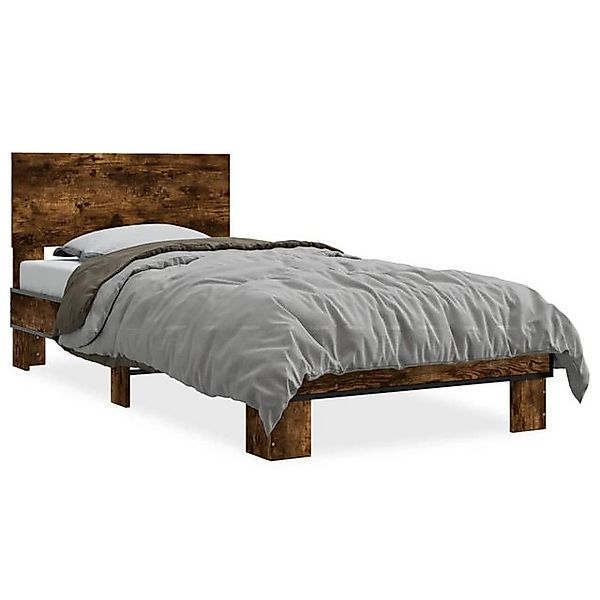 vidaXL Bettgestell, Bettrahmen Sonoma-Eiche 75x190 cm Holzwerkstoff und Met günstig online kaufen