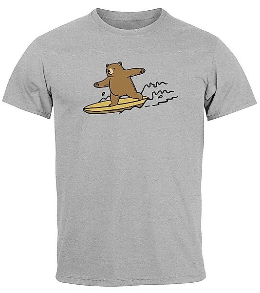 Neverless Print-Shirt Herren T-Shirt Bär Print Surfer Surfboard Sommer Prin günstig online kaufen