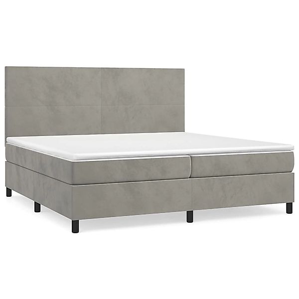 vidaXL Boxspringbett mit Matratze Hellgrau 200x200 cm Samt 3142923 günstig online kaufen