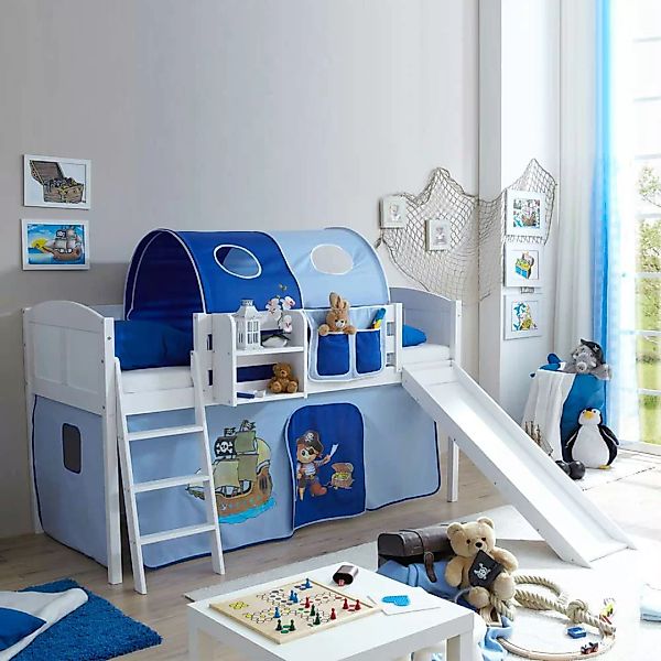Rutsch-Bett in Weiß Blau Blau günstig online kaufen