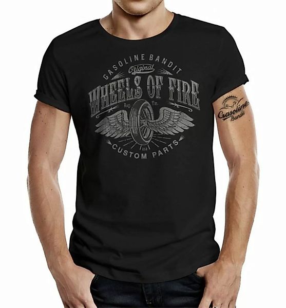 GASOLINE BANDIT® T-Shirt für Biker und Racer: Wheels on fire günstig online kaufen