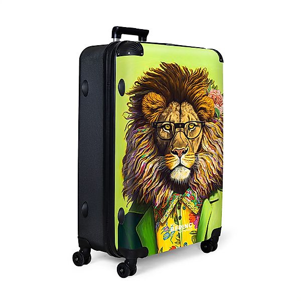 NoBoringSuitcases.com© Hartschalen-Trolley Löwe - Mensch - günstig online kaufen