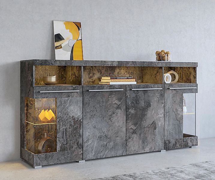 OTTO home Sideboard "India,Breite 182cm, stilvolle Kommode mit Glastüren" K günstig online kaufen