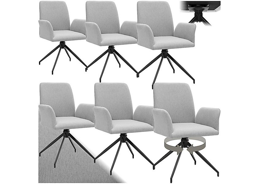 tectake Esszimmerstuhl Drehbarer Armlehnstuhl Daya, robuster Webstoff, gepo günstig online kaufen