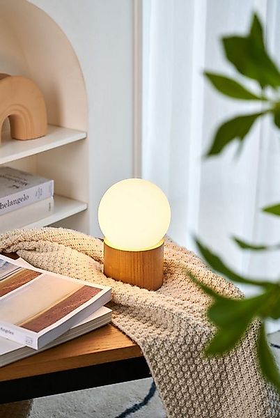 Pauleen Tischleuchte Woody Shine Glas/Eschenholz 230V max. 3,5W Weiß/Holz n günstig online kaufen