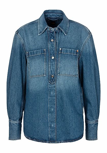 BOSS ORANGE Hemdbluse "CARGO SHIRT Premium Damenmode", mit Kellerfalte hint günstig online kaufen