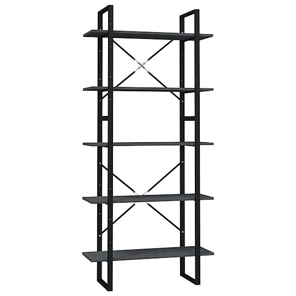 VidaXL Bücherregal 5 Fächer Grau 80x30x175 cm Massivholz Kiefer günstig online kaufen