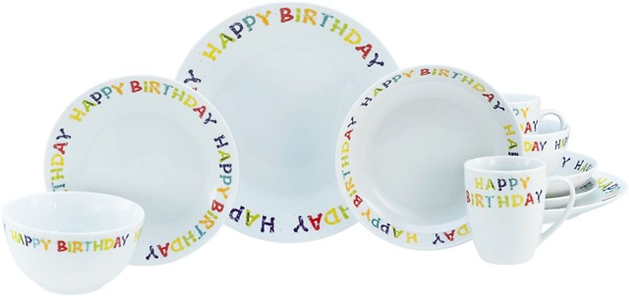 CreaTable Kombiservice »Happy Birthday, Kombi-Service 10-tlg.«, (Set, 10 tl günstig online kaufen