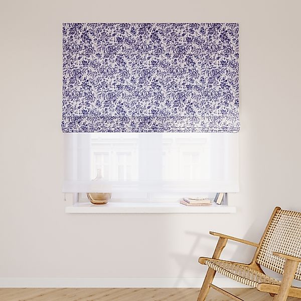 Dekoria Doppelraffrollo Duo, weiß-blau, 110 x 150 cm günstig online kaufen