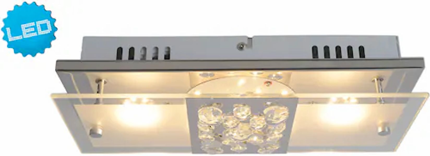 näve LED Deckenleuchte »Chur«, 1 flammig, chrom teilsatiniert mit Kristalle günstig online kaufen