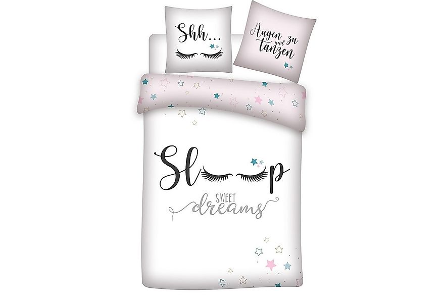 Familando Jugendbettwäsche "Sleep" Sweet Dreams Rosa 135x200 80x80 cm für M günstig online kaufen