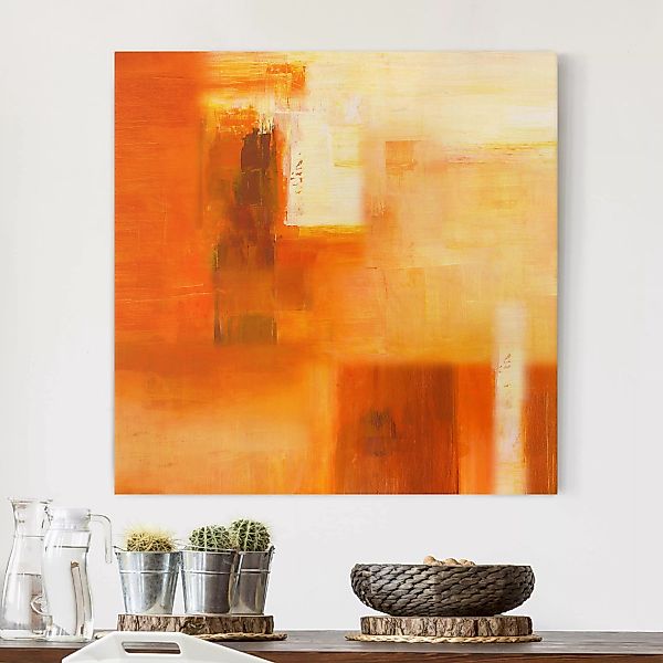 Leinwandbild - Quadrat Komposition in Orange und Braun 02 günstig online kaufen