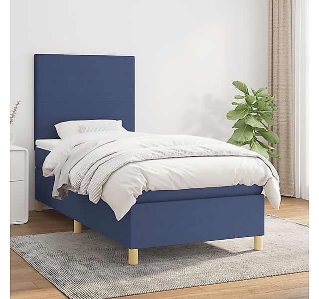 vidaXL Boxspringbett Boxspringbett mit Matratze Hellgrau 90x200 cm Stoff Be günstig online kaufen