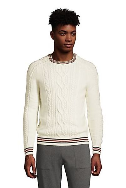 Zopfmuster-Pullover mit gestreiften Bündchen, Herren, Größe: XL Normal, Elf günstig online kaufen