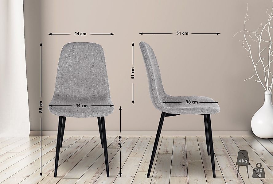 CLP Esszimmerstuhl Napier (4er Set), Metall, günstig online kaufen