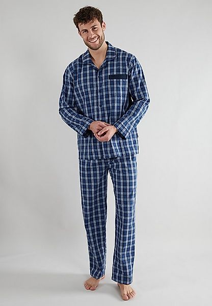 GÖTZBURG Schlafanzug Clubhouse (2 tlg) Karomuster, Brusttasche, Baumwolle, günstig online kaufen