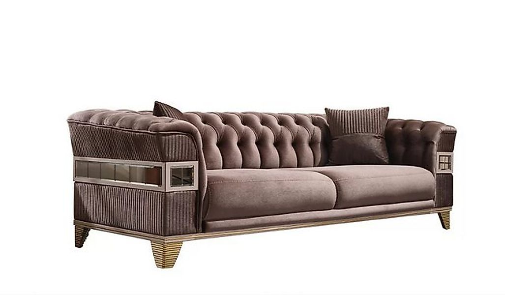 JVmoebel Chesterfield-Sofa Braun Sofa 3 Sitzer Wohnzimmer Chesterfield Pols günstig online kaufen