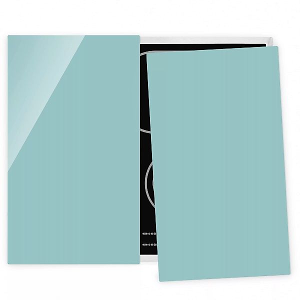 2-teilige Herdabdeckplatte Glas Unifarben Pastelltürkis günstig online kaufen