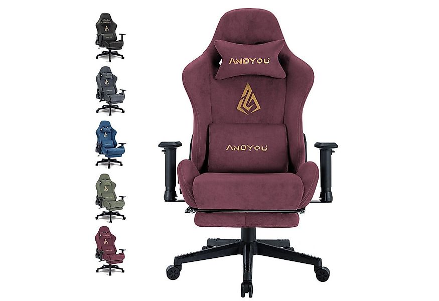 ANDYOU Gaming-Stuhl mit atmungsaktivem Alcantara-Bezug, drehbar, ergonomisc günstig online kaufen