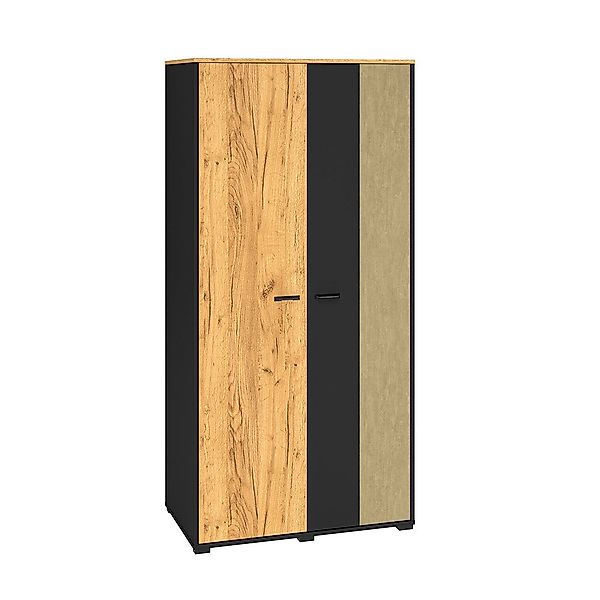 Lomadox Kleiderschrank CASPER-131 schwarz, Eiche, sandfarben, günstig online kaufen