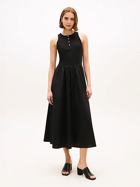 Tommy Hilfiger A-Linien-Kleid "GOLD BUTTON POPLIN MIX DRESS" Ohne Tasche Ba günstig online kaufen