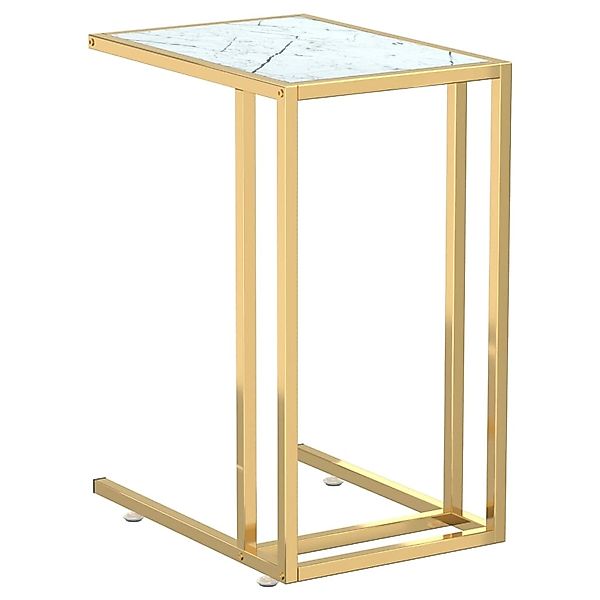 vidaXL Computer-Beistelltisch Weiß Marmor 50x35x65 cm Hartglas 331648 günstig online kaufen
