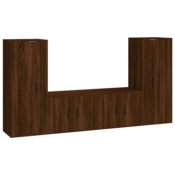 Vidaxl 4-tlg. Tv-schrank-set Braun Eichen-optik Holzwerkstoff günstig online kaufen