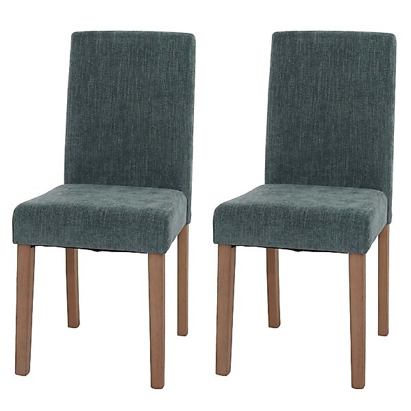 MCW Esszimmerstuhl Littau Chenille 2er-Set Grün Naturfarbene Beine günstig online kaufen