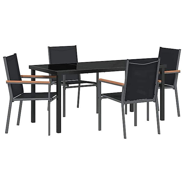 vidaXL 5-Teiliges Garten-Esszimmer-Set in Schwarz aus Textilene und Stahl 3 günstig online kaufen