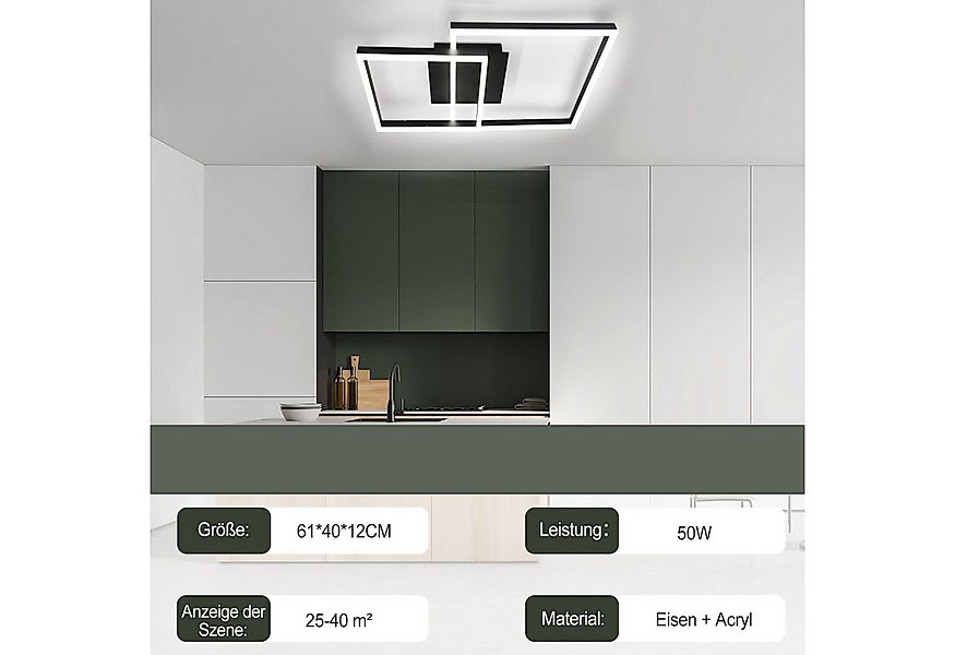 ZMH LED Deckenleuchte Modern Quadratischer Vieleck, dimmbar, LED fest integ günstig online kaufen
