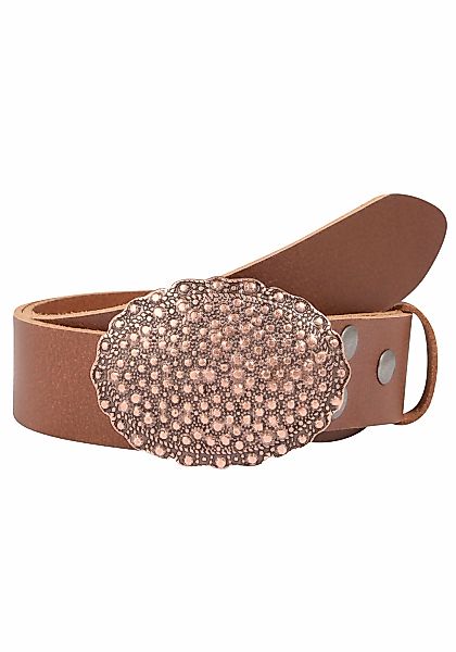 Rettungsring Gürtel Ledergürtel mit austauschbarer Schließe "Oval Nieten Ku günstig online kaufen