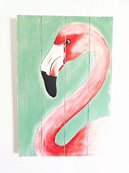 Gemälde Flamingo Auf Recyceltem Holz günstig online kaufen