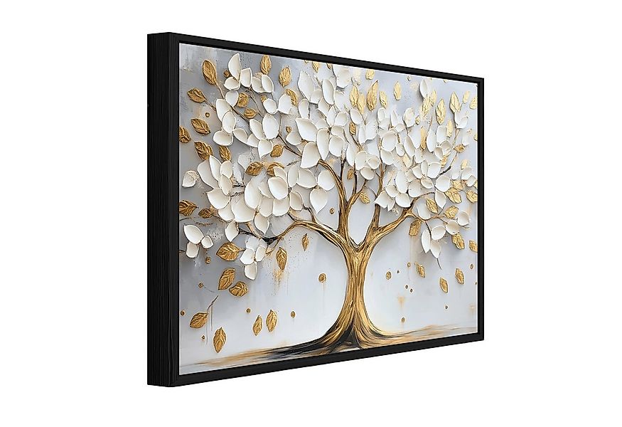 Wallarena Leinwandbild Baum Abstrakt Gold Beige Wandbilder XXL Wand Deko Bi günstig online kaufen