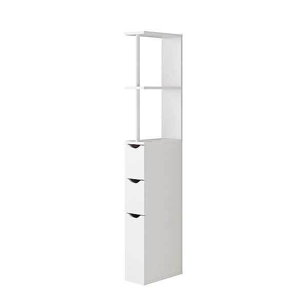 Vicco Badschrank Vera Weiß 137 x 15 cm mit 3 Schubladen günstig online kaufen