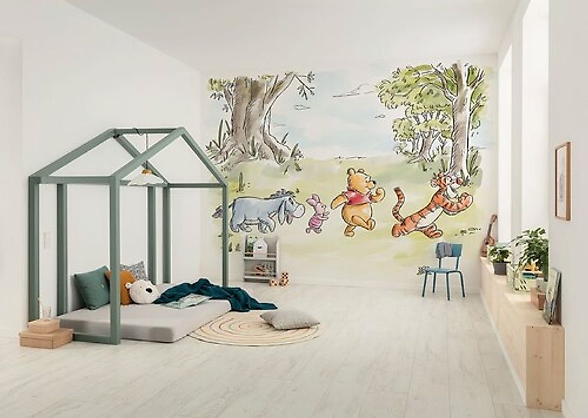Komar Vlies Fototapete Disney Winnie the Pooh Walk Together Bunt günstig online kaufen