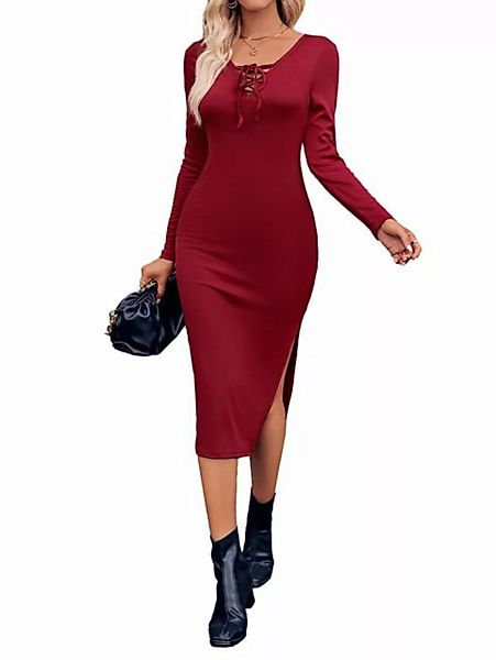 RUZU UG Dirndl Damenkleid Einfarbiger Etui-Kleid Freizeitkleid Herbst und W günstig online kaufen