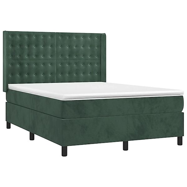 vidaXL Boxspringbett mit Matratze & LED Dunkelgrün 140x200 cm Samt 3139808 günstig online kaufen