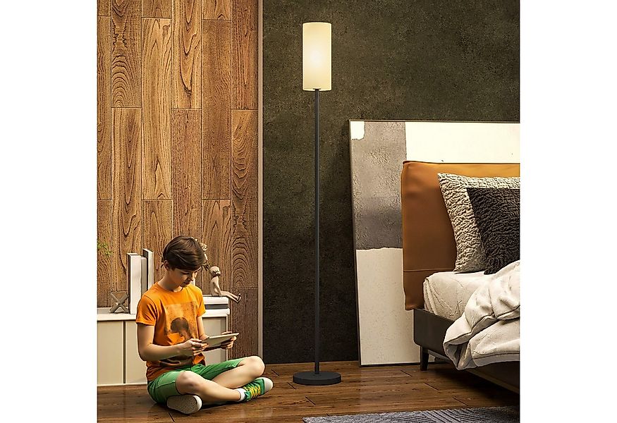 HOMCOM Stehlampe moderne Lampe mit Leinenschirm, Fußschalter, ohne Leuchtmi günstig online kaufen