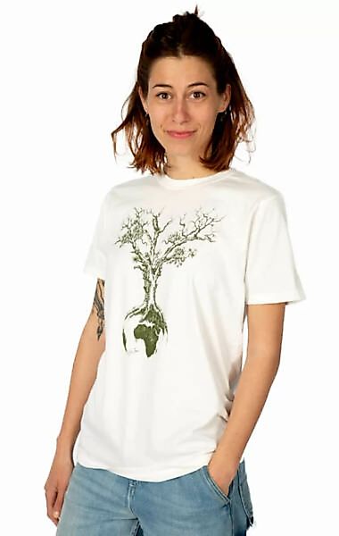 Shirt Aus Biobaumwolle Für Damen "Weltenbaum" Stone Washed White günstig online kaufen