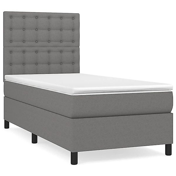 vidaXL Boxspringbett mit Matratze Dunkelgrau 90x200 cm Stoff 3142066 günstig online kaufen
